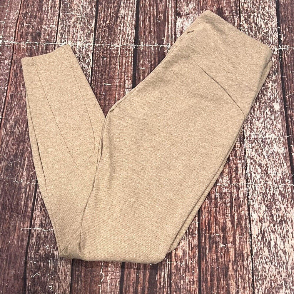 Prana Womens Moto Leggings Beige Yoga Athletic Stretch Pants Size Large 28X28.5